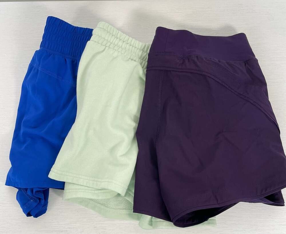3 Active/Lounge Shorts, Lands' End Purple, 90 Degree Blue, Mint Green Sz L